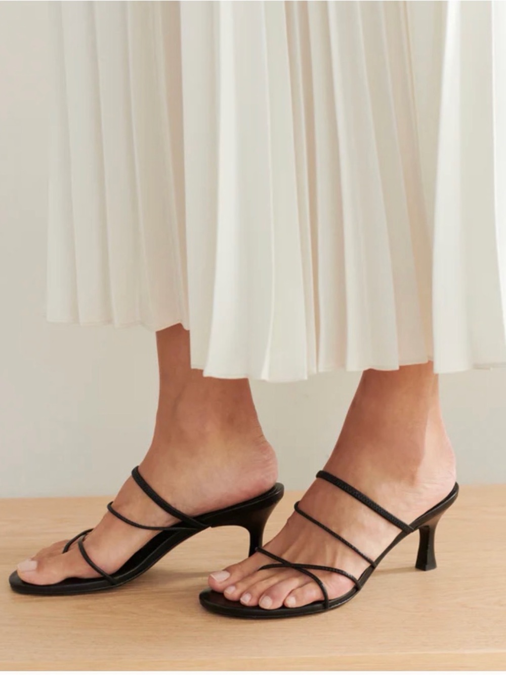 Jenni Kayne Black Strappy Low Heel Mules